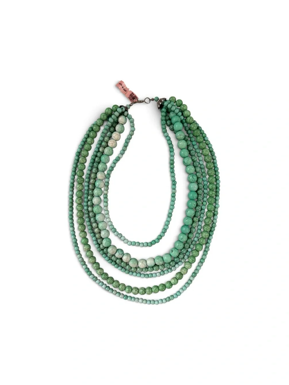 Luxury Vintage Multi-Strand Green Howlite Beaded Necklace